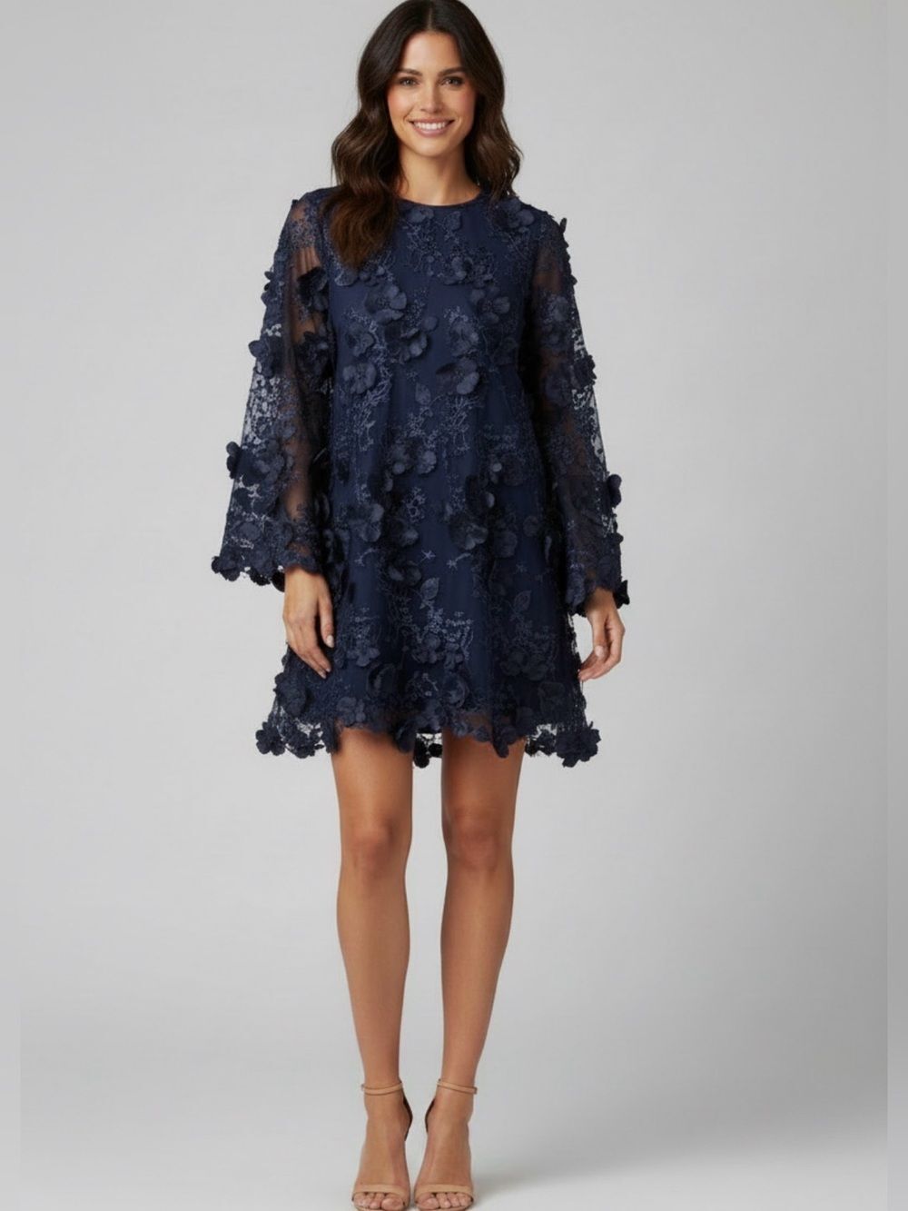 Mestiza New York Navy Blue 3D Flora Mini Dress